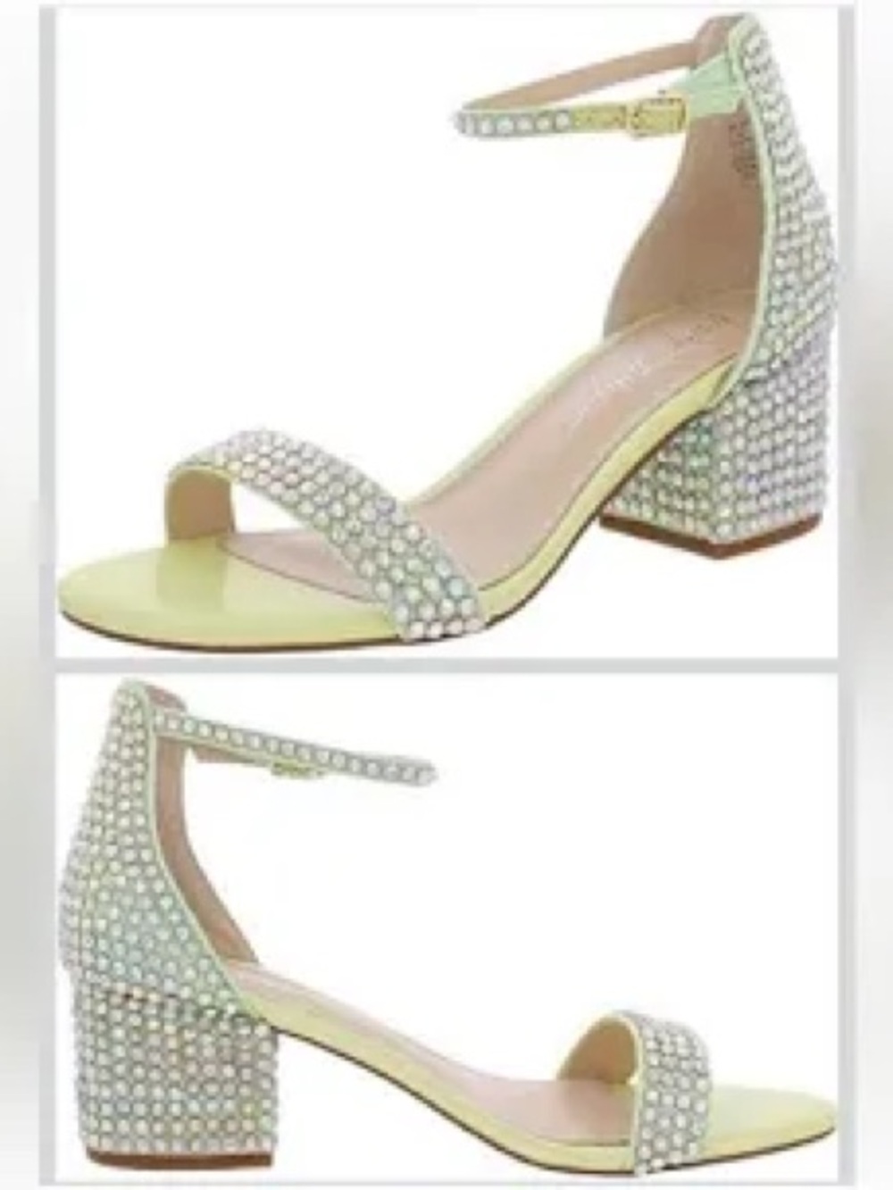 Betsey Johnson Green Rhinestone Heeled Sandals